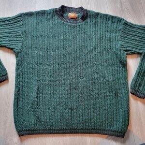 Vintage Alps XL Wool Green Ribbed Sweater